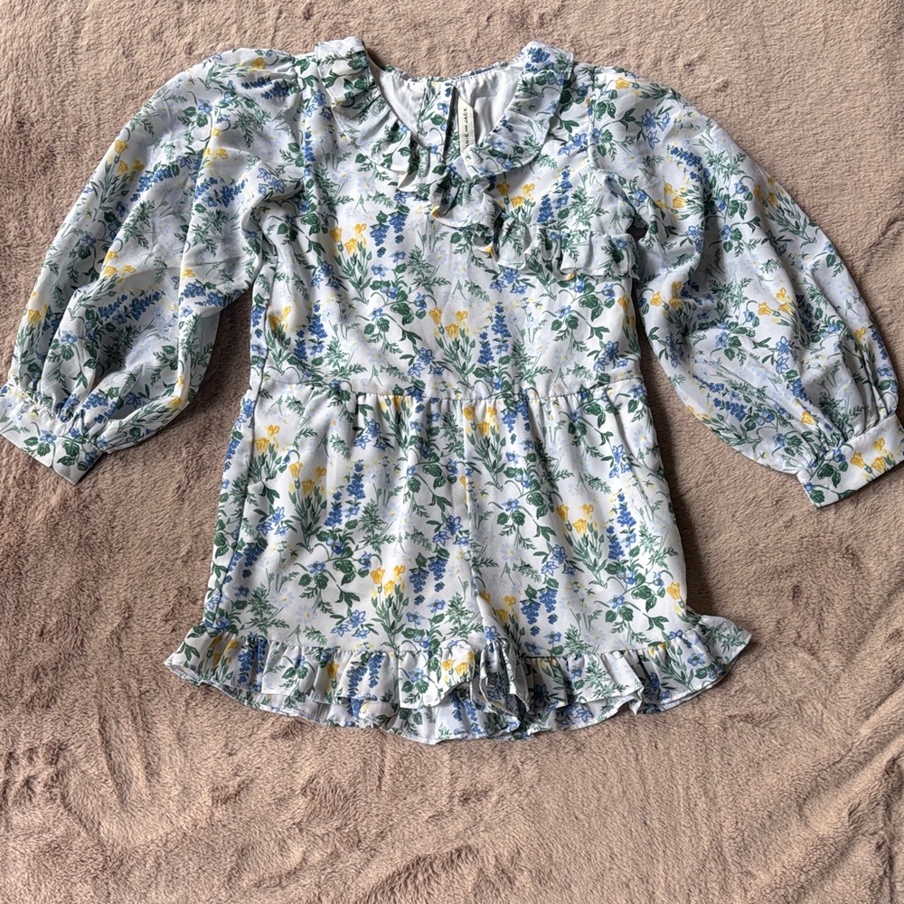 Janie and Jack Blue and Yellow Floral Romper
